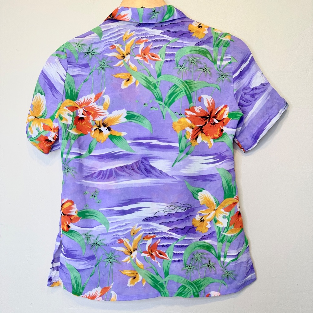 Campus Casuals VTG Hawaii Print Semi Sheer Button Front Tropical Hawaiian Shirt - Picture 4 of 12